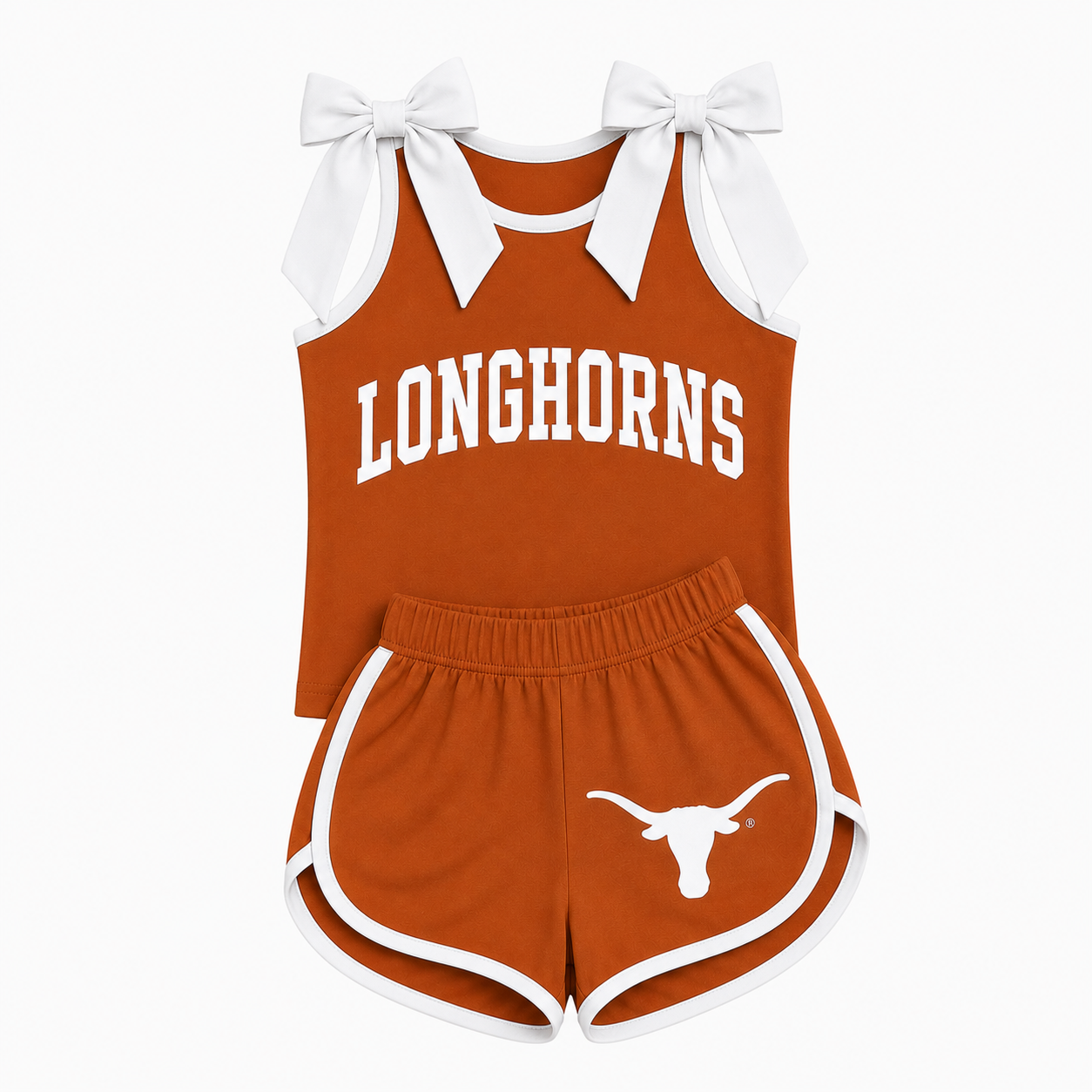 Burnt Orange & White Game Day Bow Athletic Set (SHIPS SEP)