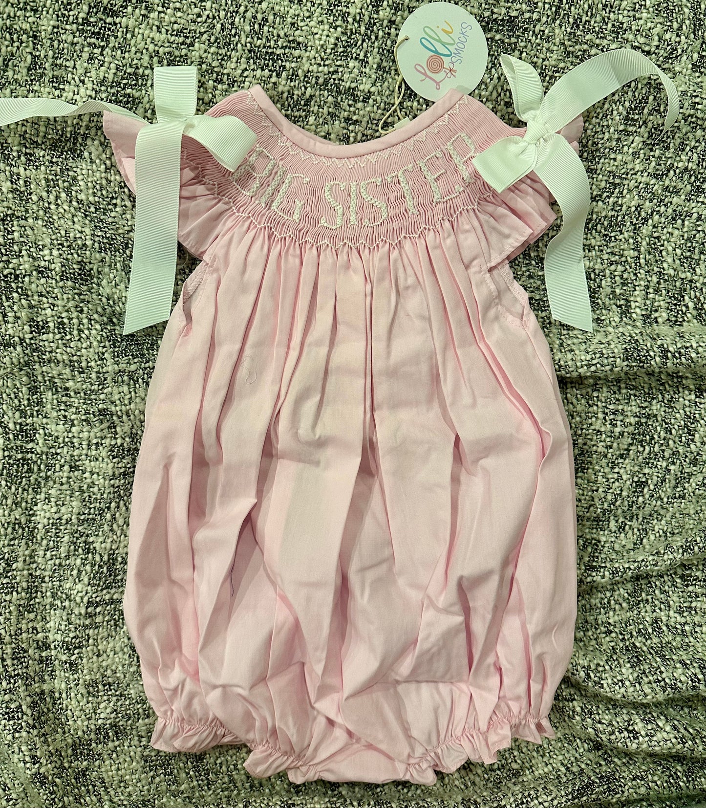 RTS - Smocked Pink Big Sister Bubble / 12M