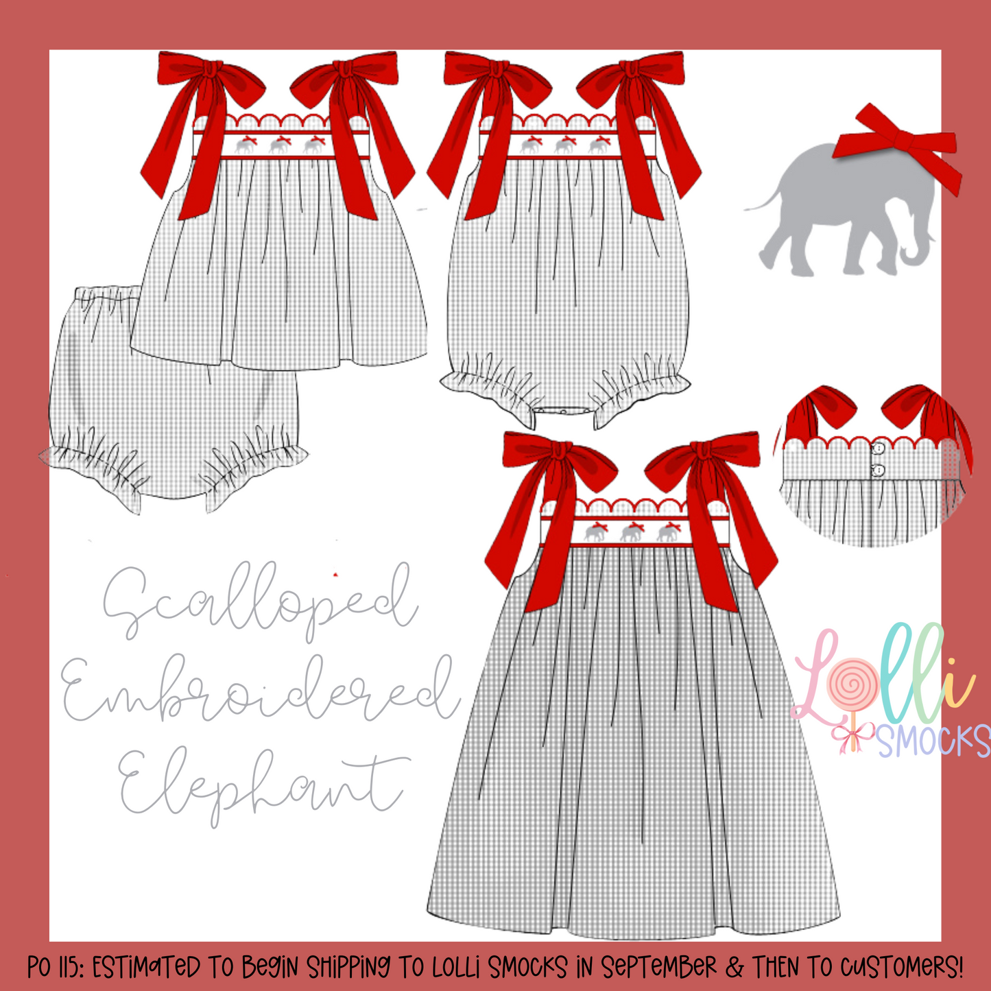 PRESALE —Scalloped Embroidered Elephant (ETA Sep)