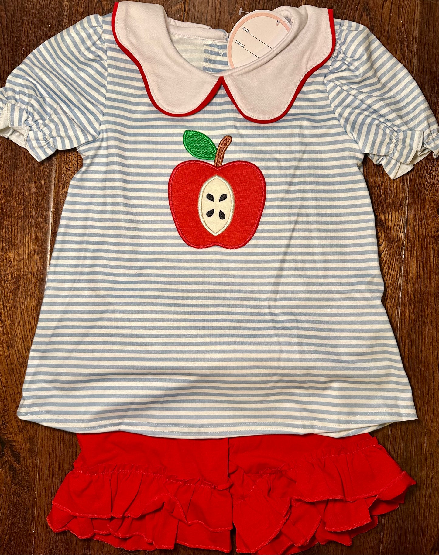 RTS BTS 3T Girl’s Striped Apple Shorts Set
