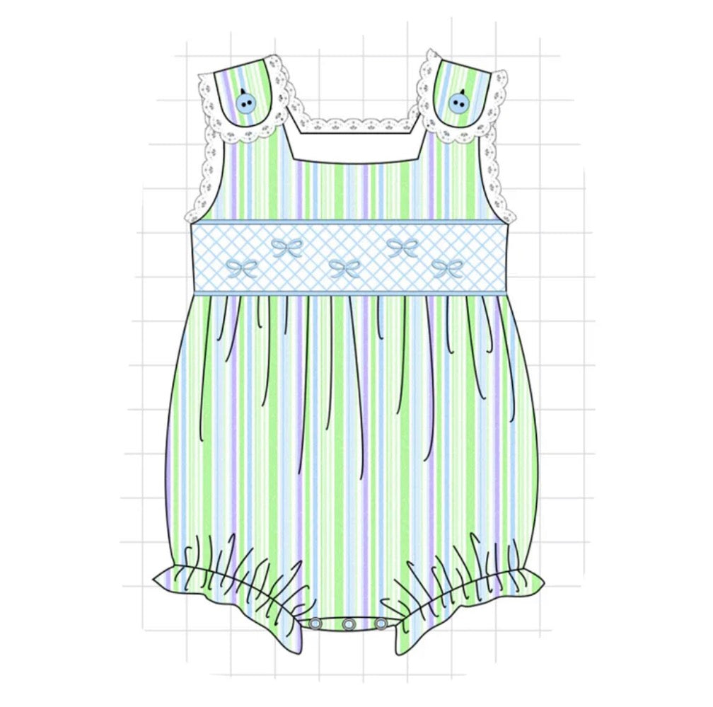 RTS - Striped Bow Smocked Bubble