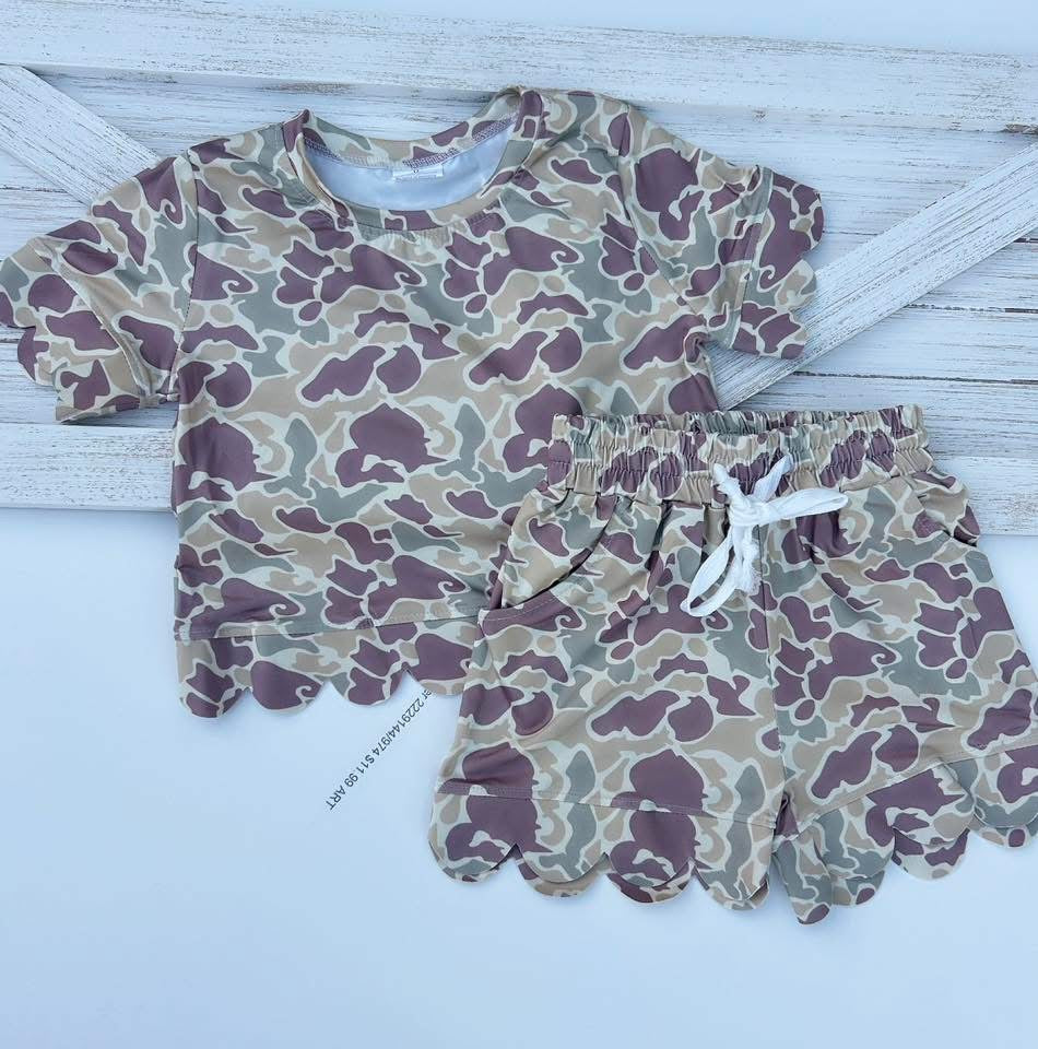 Girls Camo Scalloped Set (Ships SEP!)