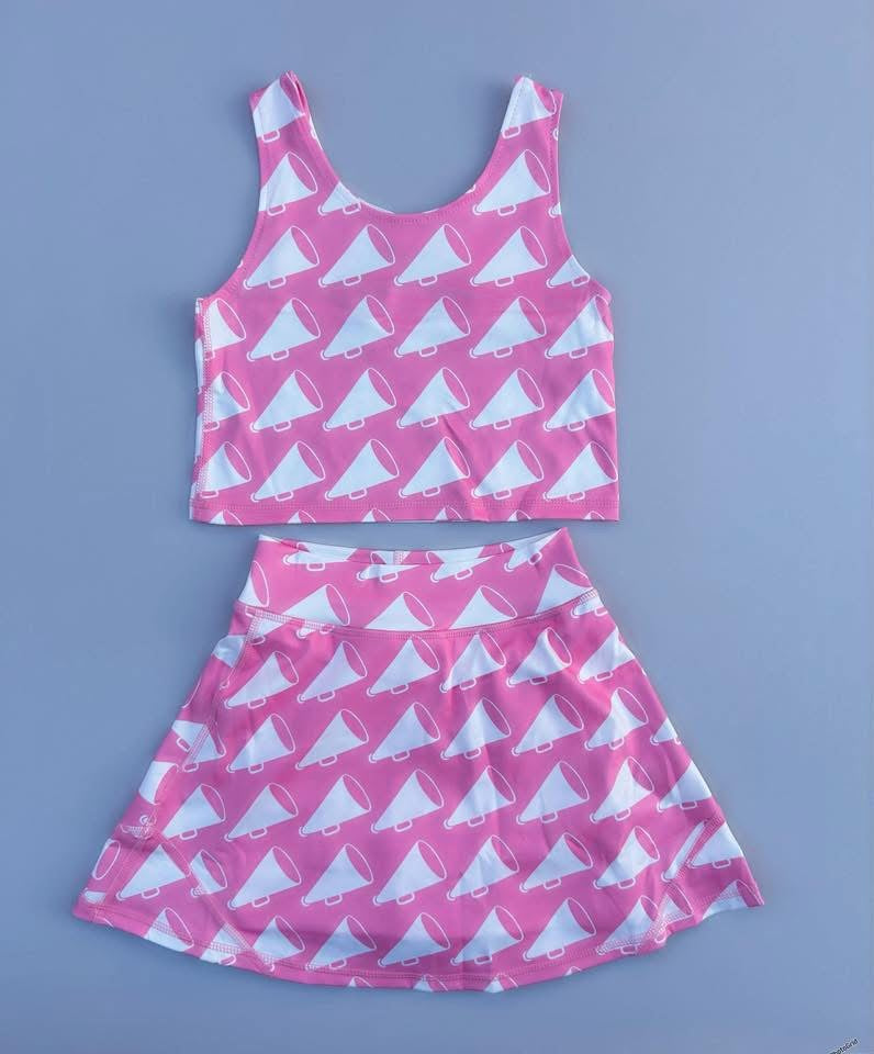 Pink Cheer 2 Piece Skort Set (Ships SEP!)