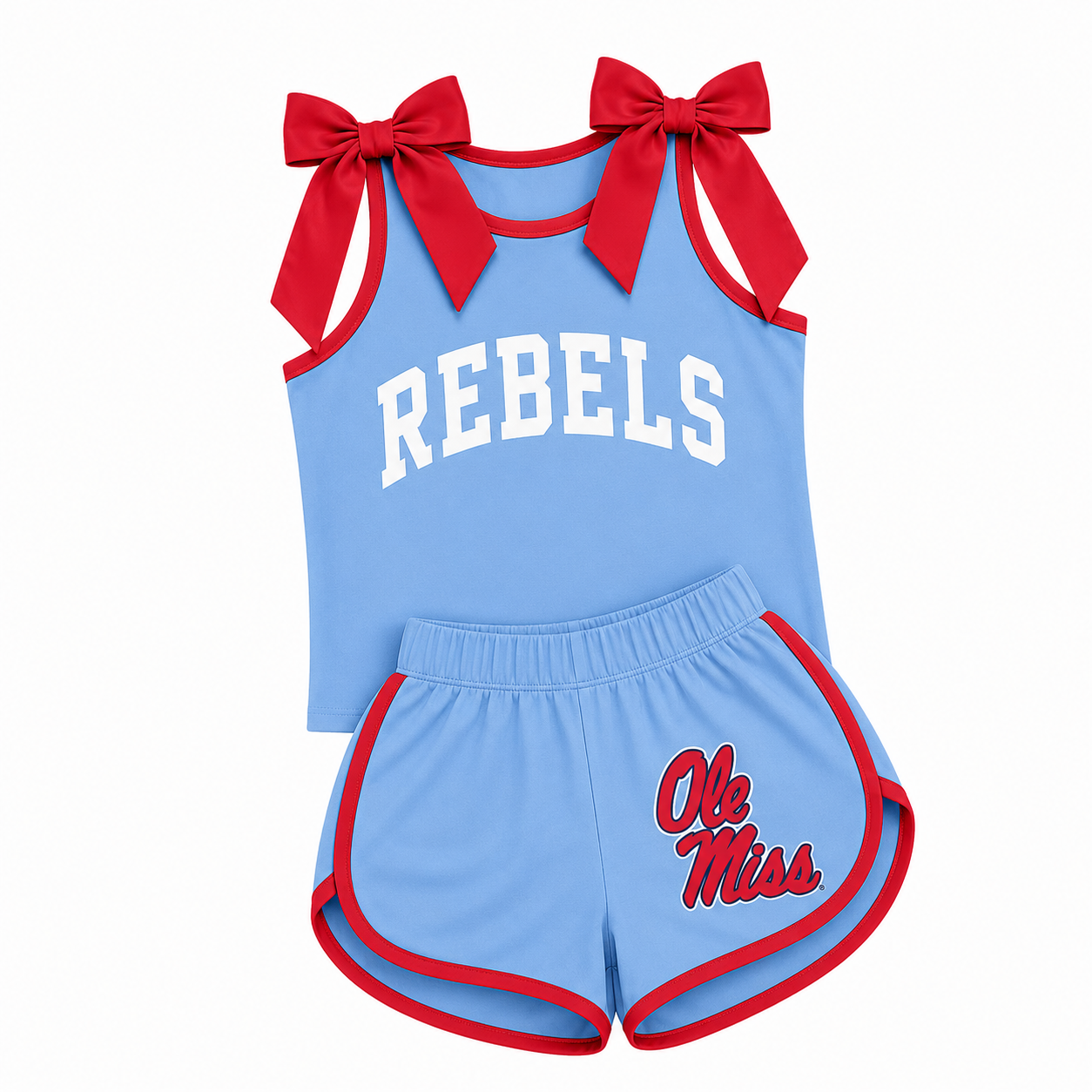 Blue & Red Game Day Bow Athletic Set (SHIPS SEP)