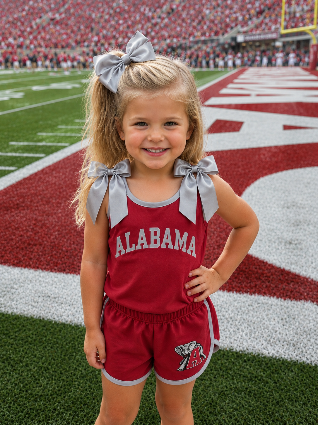 Crimson & Gray Game Day Bow Athletic Set (SHIPS SEP)