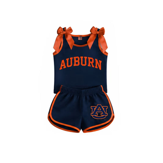 Navy & Orange Game Day Bow Athletic Set (SHIPS SEP)