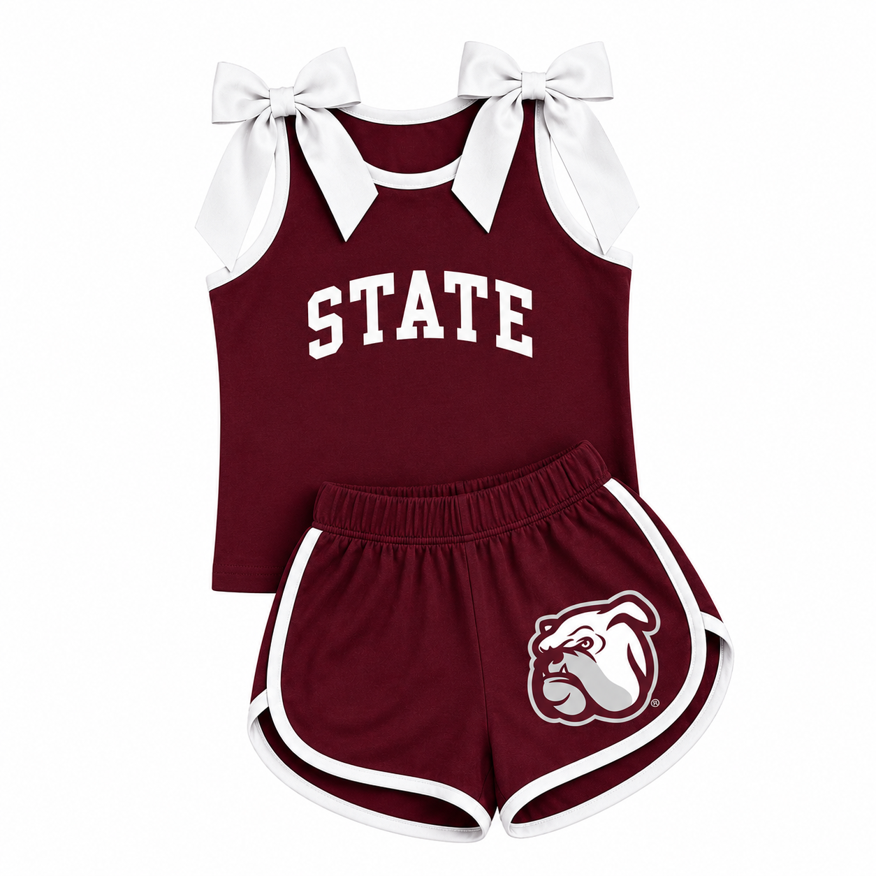 Maroon & White Game Day Bow Athletic Set (SHIPS SEP)