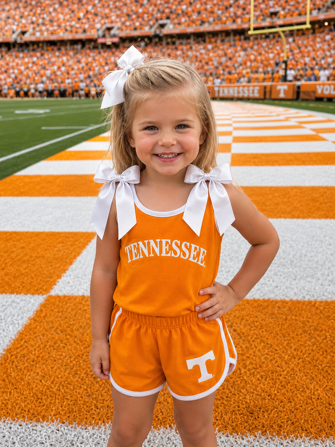 Orange & White Game Day Bow Athletic Set (SHIPS SEP)