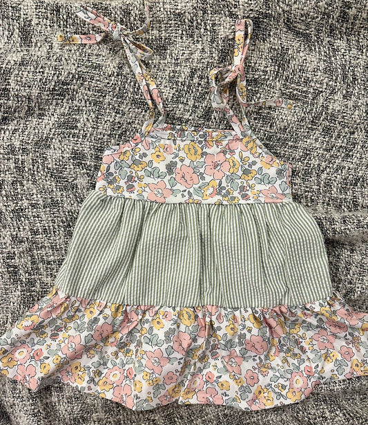 RTS - Liberty Floral & Green Seersucker Dress