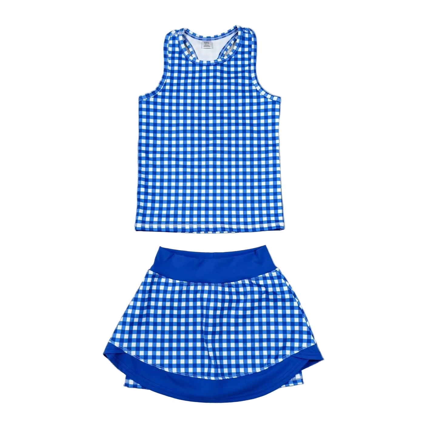 Blue Gingham Performance Skort Set (Ships SEP!)