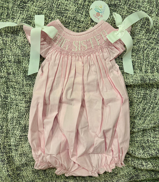 RTS - Smocked Pink Big Sister Bubble / 12M