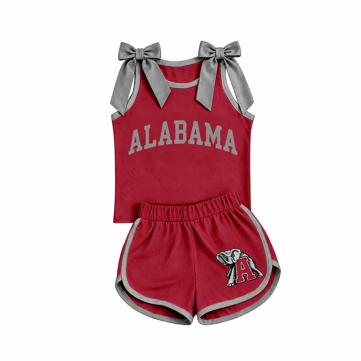 Crimson & Gray Game Day Bow Athletic Set (SHIPS SEP)