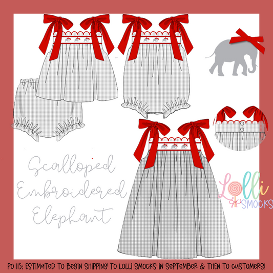 PRESALE —Scalloped Embroidered Elephant (ETA Sep)