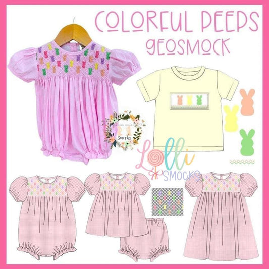 RTS - Colorful Peeps Smock / 9M / Girl Bubble