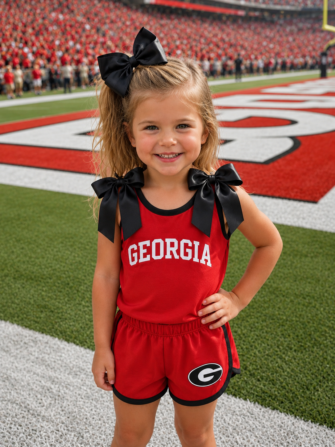 Red & Black Game Day Bow Athletic Set (SHIPS SEP)