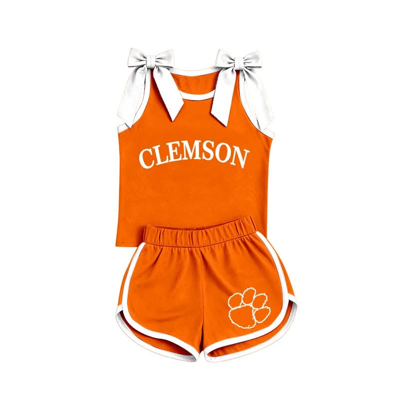 Clem Orange & White Game Day Bow Athletic Set (SHIPS SEP)