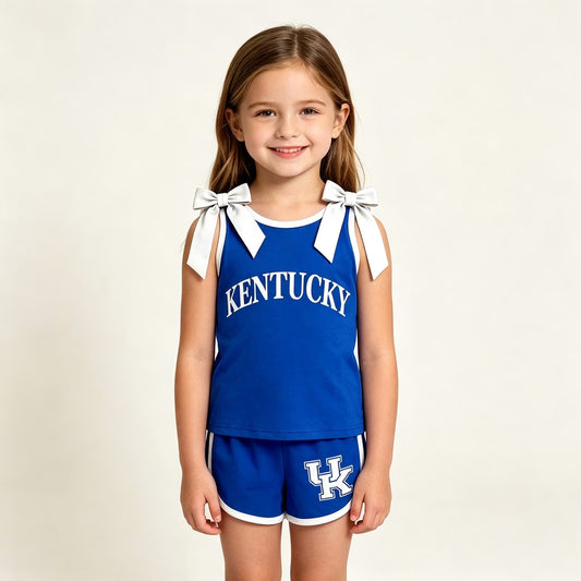 Royal Blue & White Game Day Bow Athletic Set (SHIPS SEP)