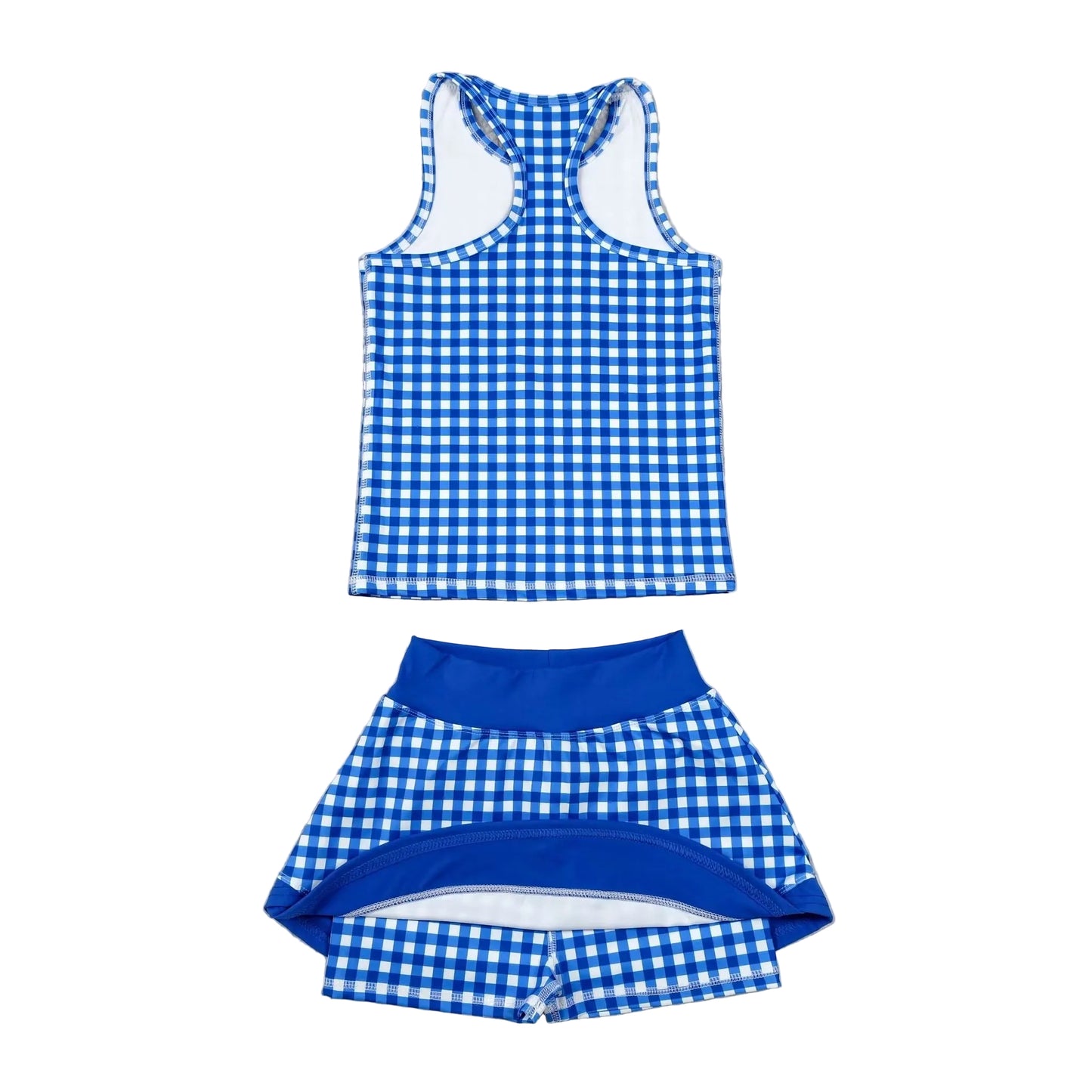 Blue Gingham Performance Skort Set (Ships SEP!)