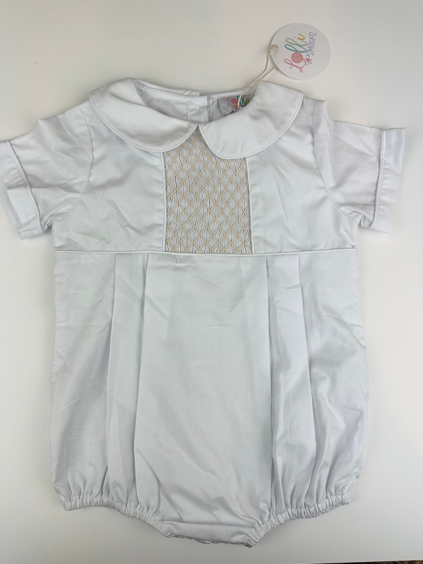 RTS - Smocked White Heirloom Boy Bubble