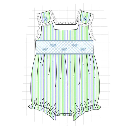 RTS - Striped Bow Smocked Bubble