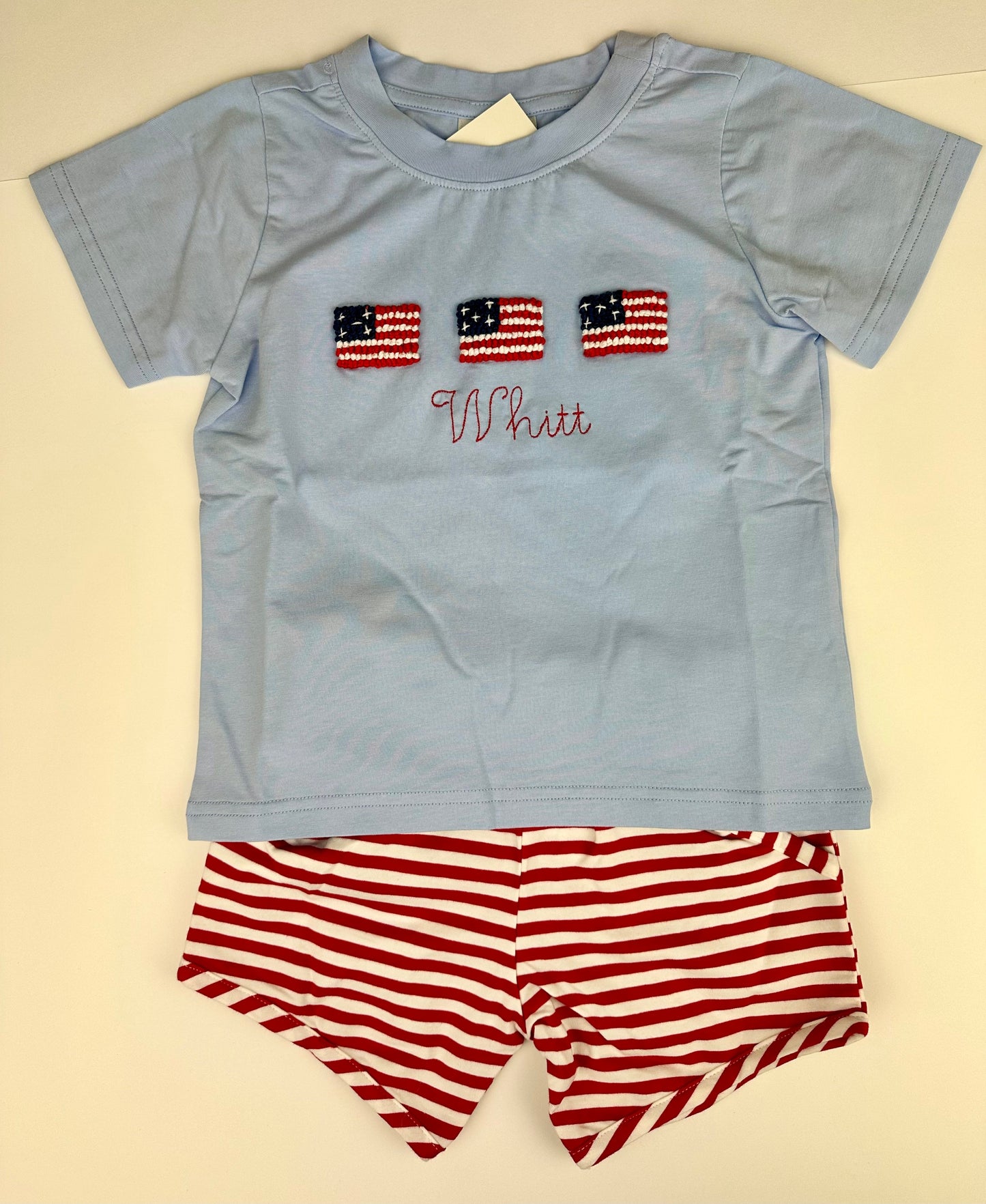 RTS - French Knot Flag “Whitt” Embroidered Boy Set