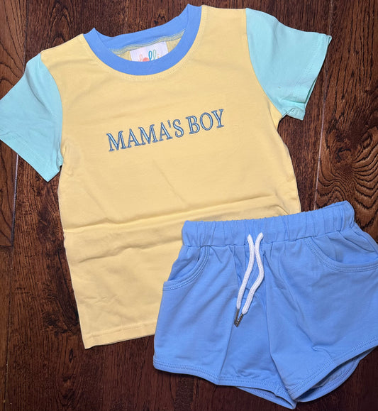 RTS 2T Pastel Color Block Mama’s Boy Shorts Set