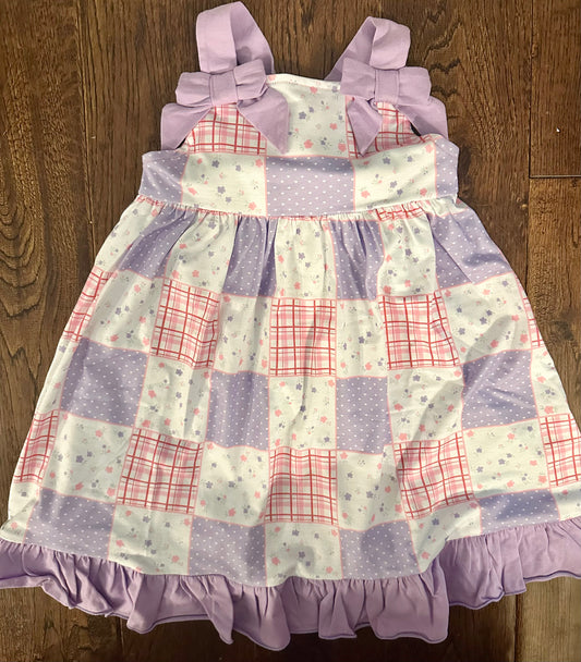 RTS 4T Pretty Purple Patchwork Dress