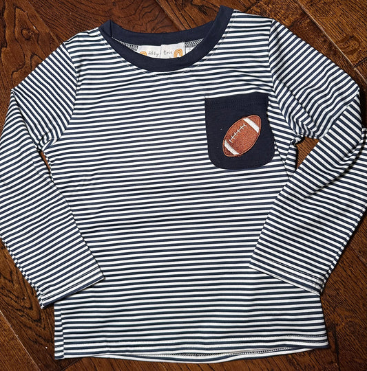 RTS 3T Navy Striped Embroidered Football Tee