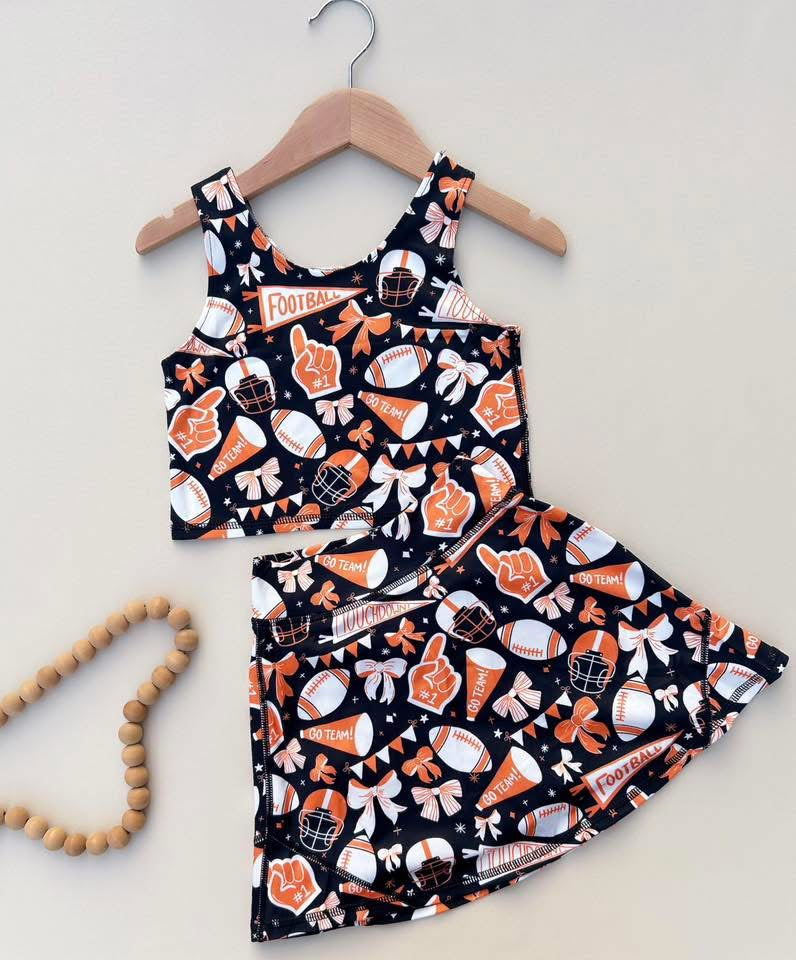 Girls Black & Orange 2 Piece Skort Set (Ships SEP!)