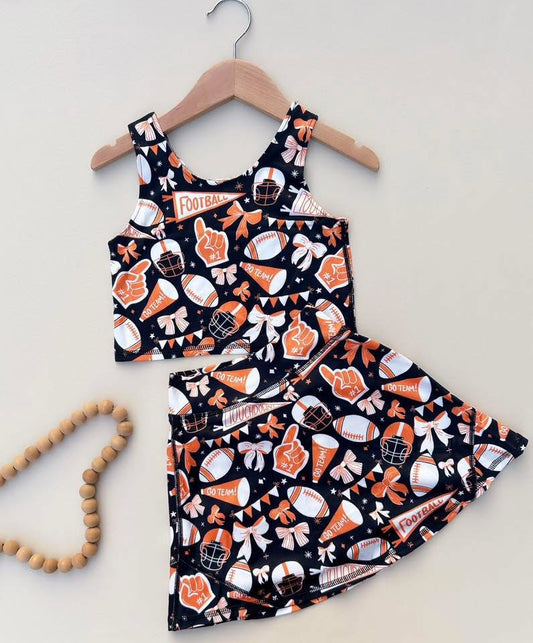 Girls Black & Orange 2 Piece Skort Set (Ships SEP!)