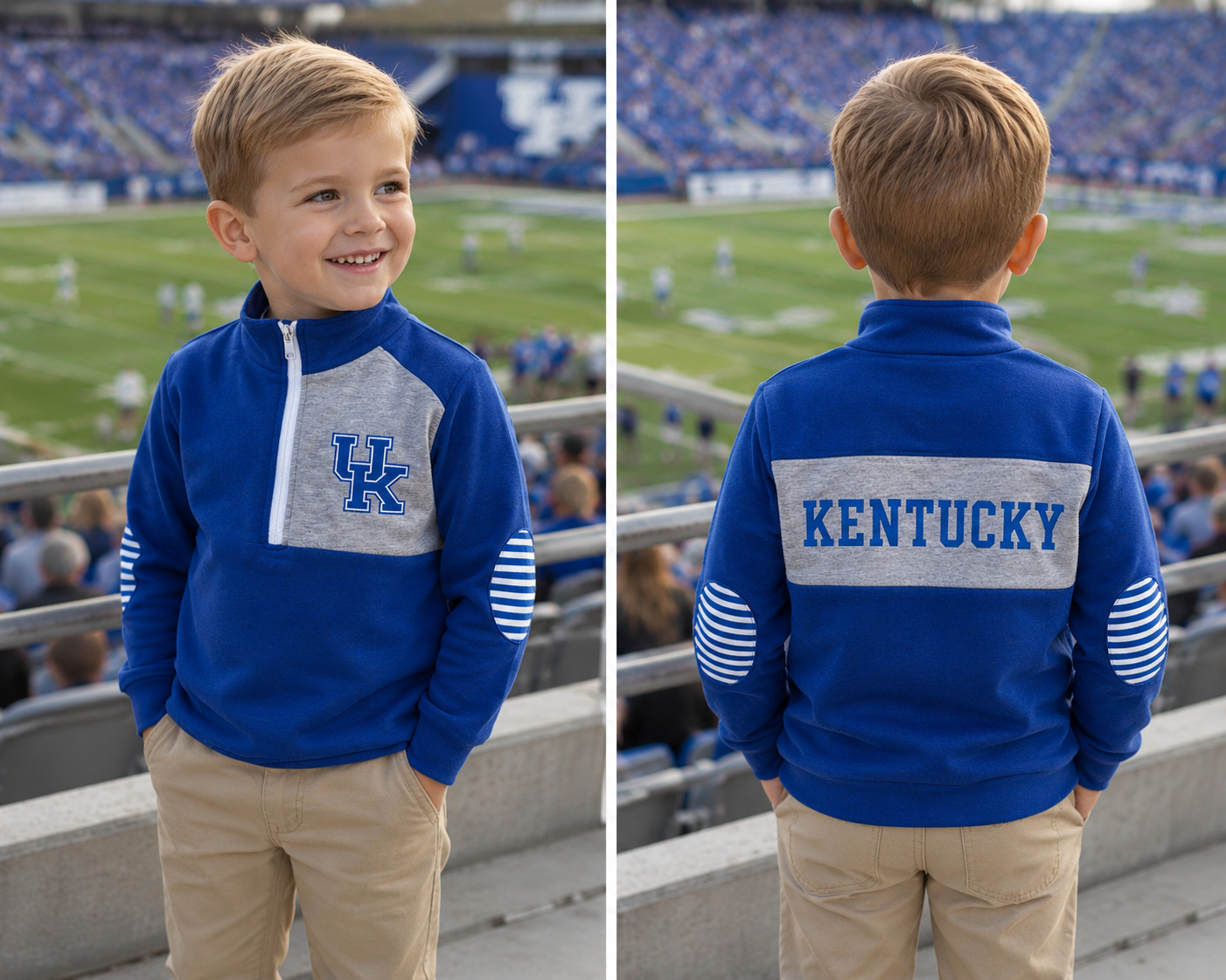 Blue & White Boy’s Game Day Quarter Zip (SHIPS SEP)