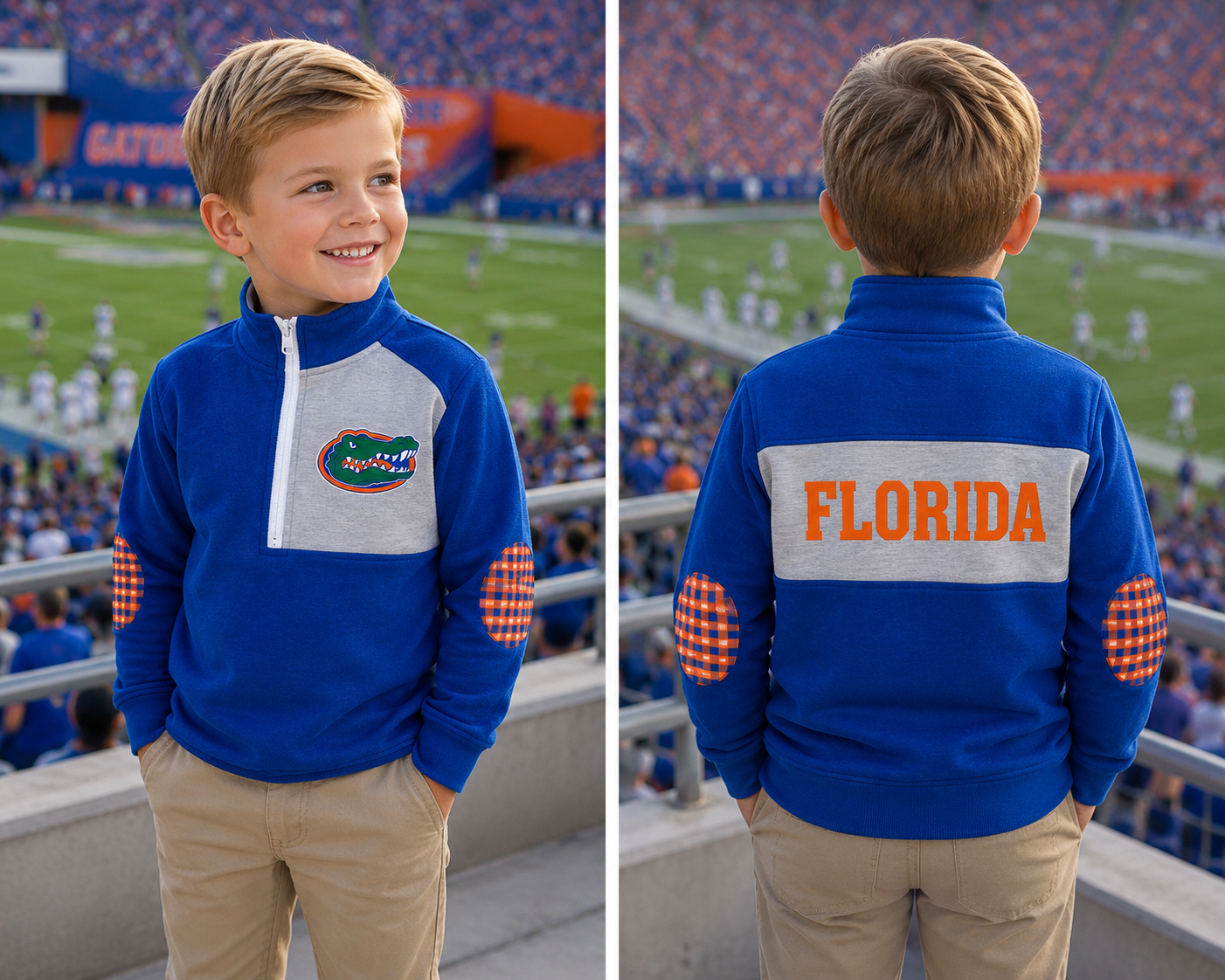 Blue & Orange Boy’s Game Day Quarter Zip (SHIPS SEP)