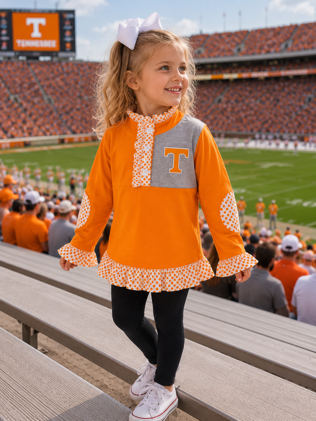 Orange & White Girl’s Game Day Quarter Zip (SHIPS SEP)