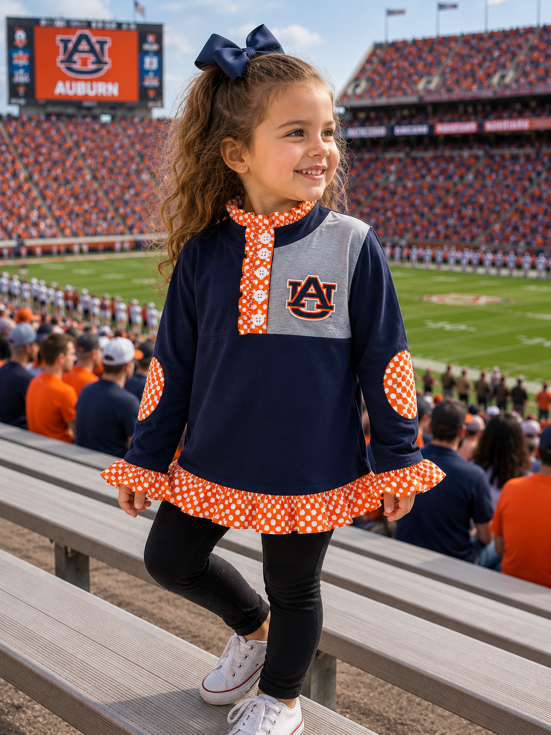 Orange & Navy Girl’s Game Day Quarter Zip (SHIPS SEP)