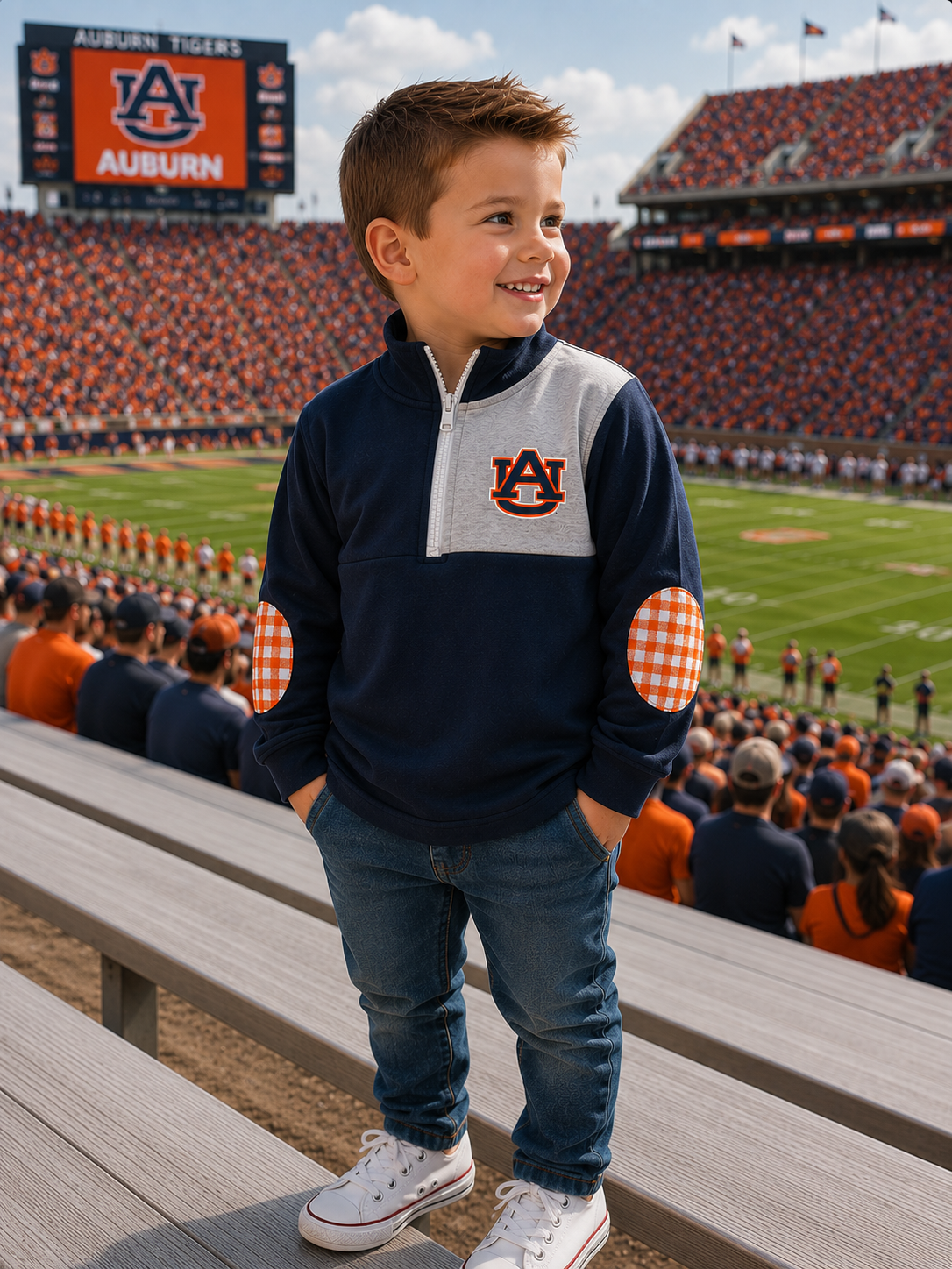 Orange & Navy Boy’s Game Day Quarter Zip (SHIPS SEP)