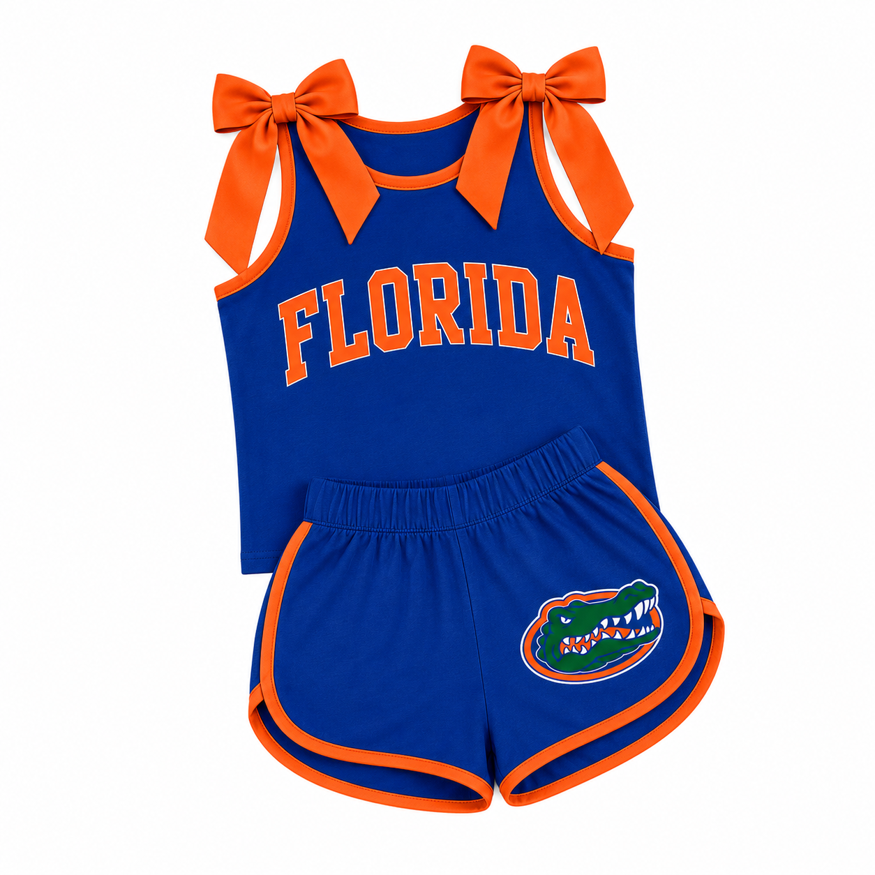 Blue & Orange Game Day Bow Athletic Set (SHIPS SEP) l