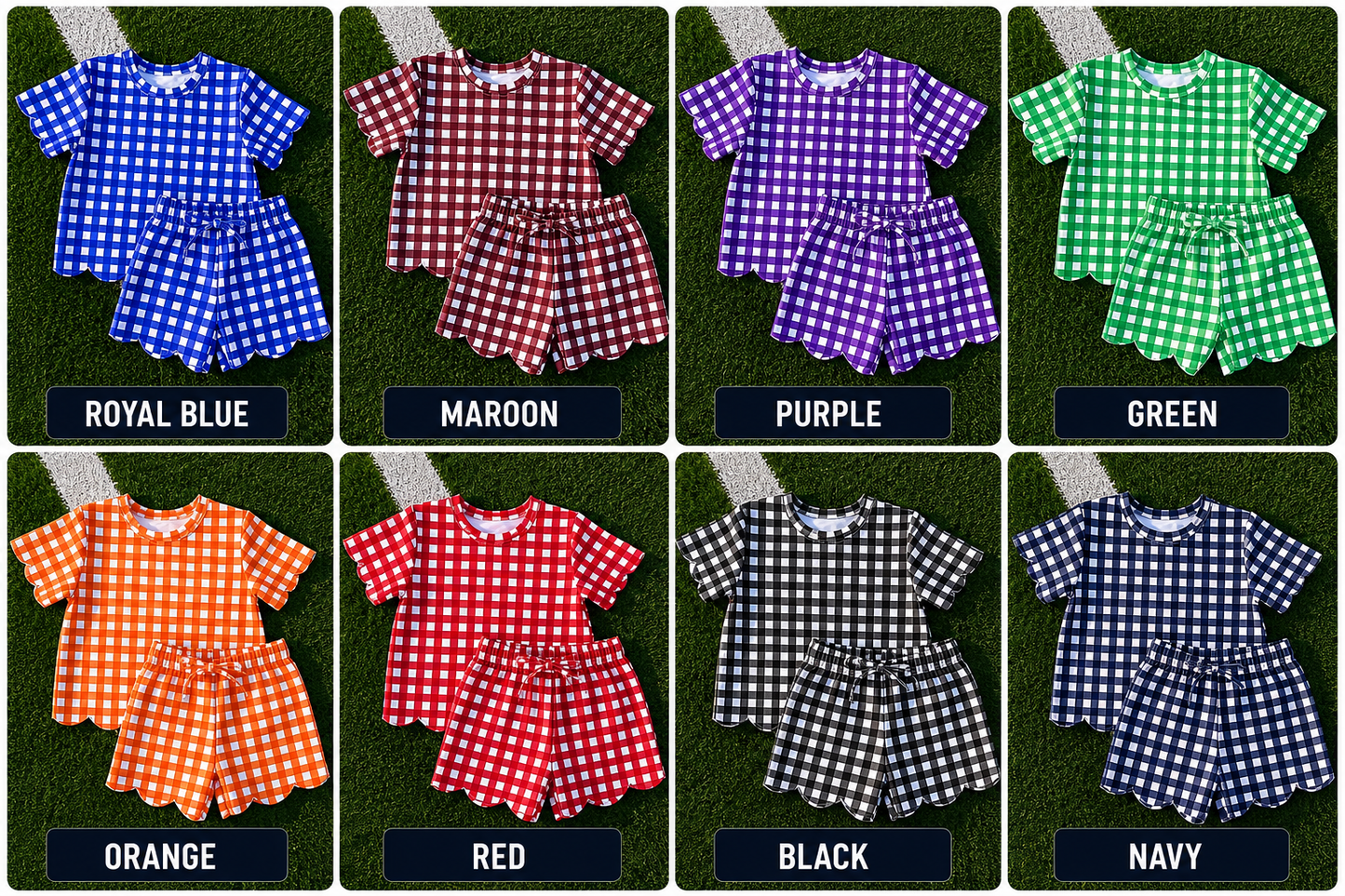 Gingham Scalloped Shorts Sets (SHIPS SEP)